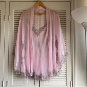 Victoria’s Secret lace slip dress & kimono robe